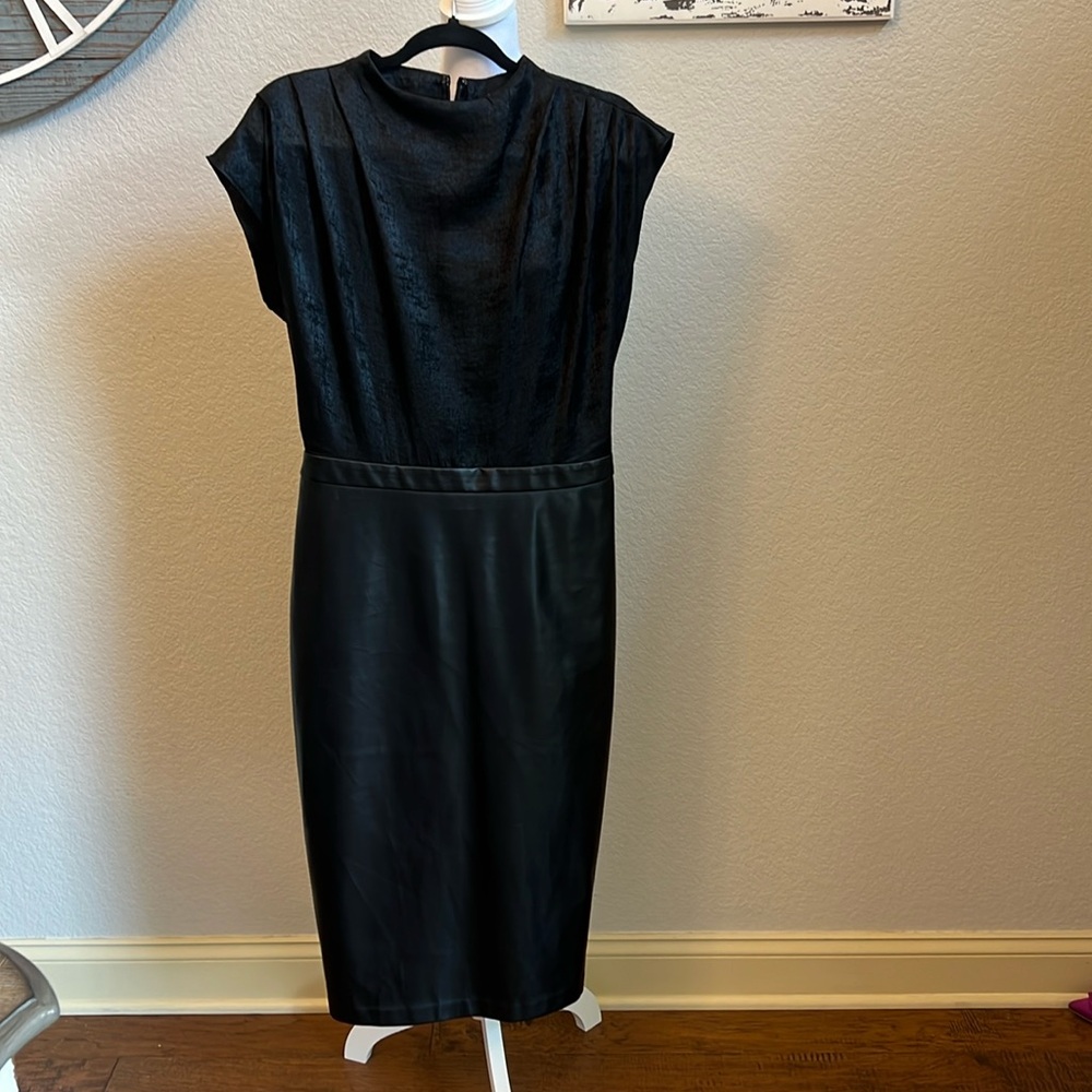 Express Black Mixed-Material Midi Dress